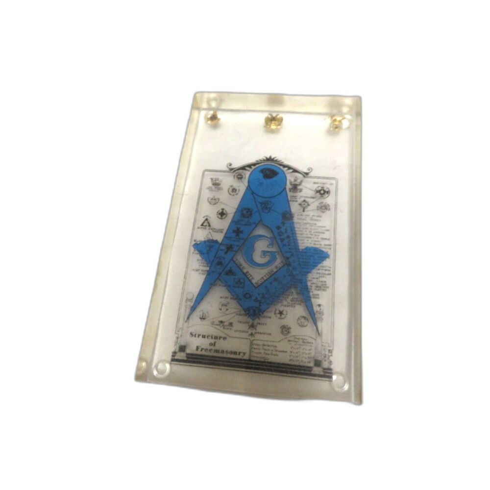 Structure Of Freemasonry Mason’s Logo Lucite Acrylic Paperweight Vintage Flaws